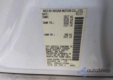 2017 Nissan Altima 2.5 Sl from USA, damaged, VIN 1N4AL3AP8HC184676
